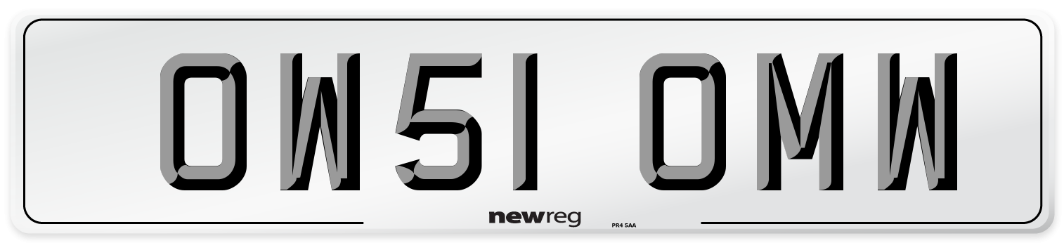 OW51 OMW Number Plate from New Reg